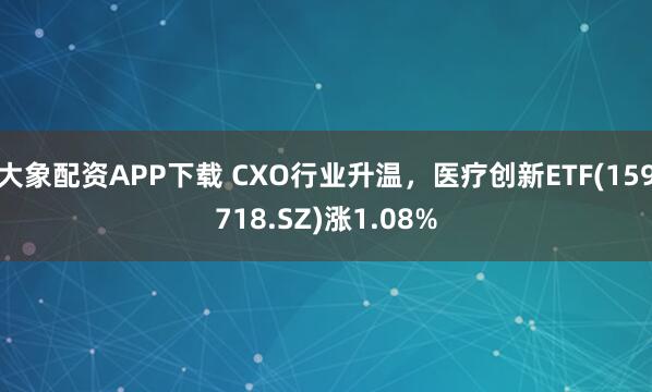 大象配资APP下载 CXO行业升温，医疗创新ETF(159718.SZ)涨1.08%