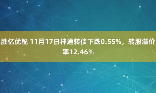 胜亿优配 11月17日神通转债下跌0.55%，转股溢价率12.46%
